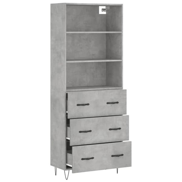 vidaXL Highboard betonggrå 69,5x34x180 cm konstruert tre