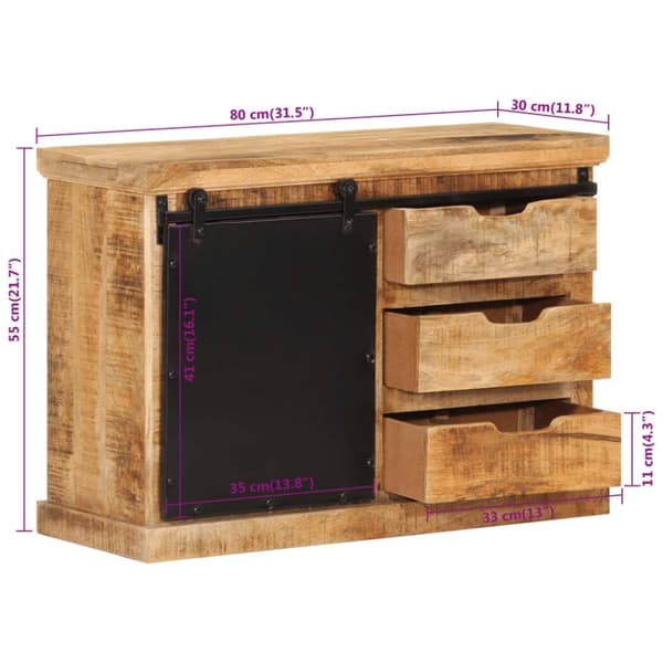 vidaXL Senkki 80x30x55 cm täysi karkea mangopuu