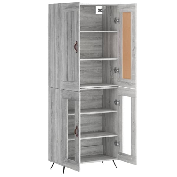 vidaXL højskab 69,5x34x180 cm konstrueret træ grå sonoma-eg