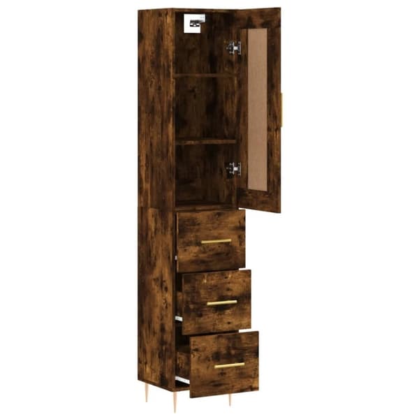 vidaXL skab 34,5x34x180 cm konstrueret træ røget egetræ