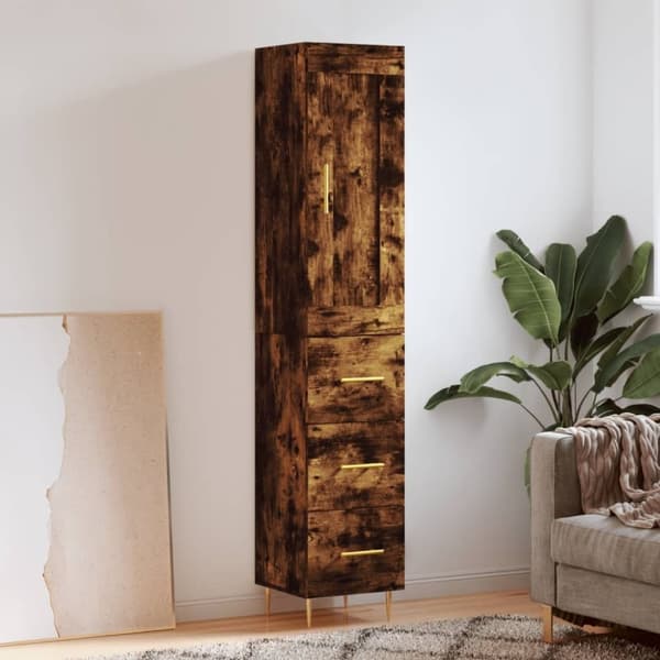 vidaXL skab 34,5x34x180 cm konstrueret træ røget egetræ