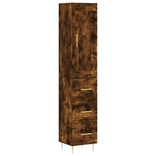 vidaXL skab 34,5x34x180 cm konstrueret træ røget egetræ
