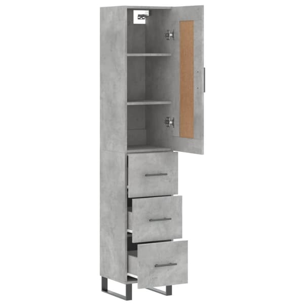 vidaXL Highboard betonggrå 34,5x34x180 cm konstruert tre