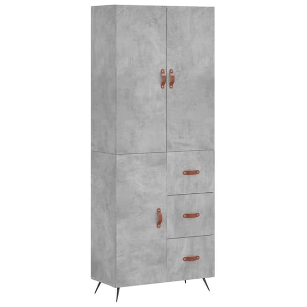 vidaXL Högskåp betonggrå 69,5x34x180 cm konstruerat trä