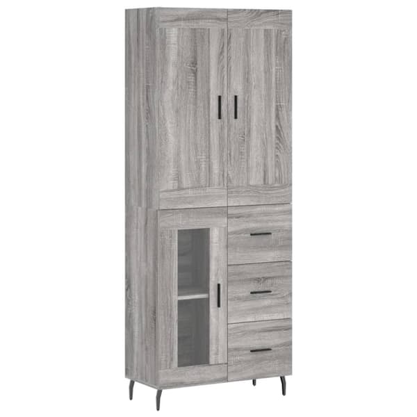 vidaXL Kaappi harmaa Sonoma 69,5x34x180 cm tekninen puu