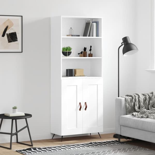 vidaXL højskab 69,5x34x180 cm konstrueret træ hvid