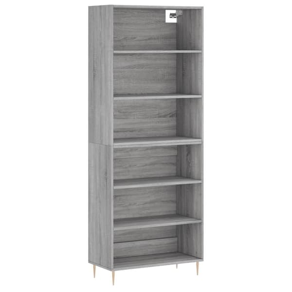 vidaXL reol 69,5x32,5x180 cm konstrueret træ grå sonoma-eg