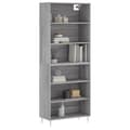 Miniatyrbilde 3 av 11: vidaXL Highboard grå sonoma 69,5x32,5x180 cm konstruert tre