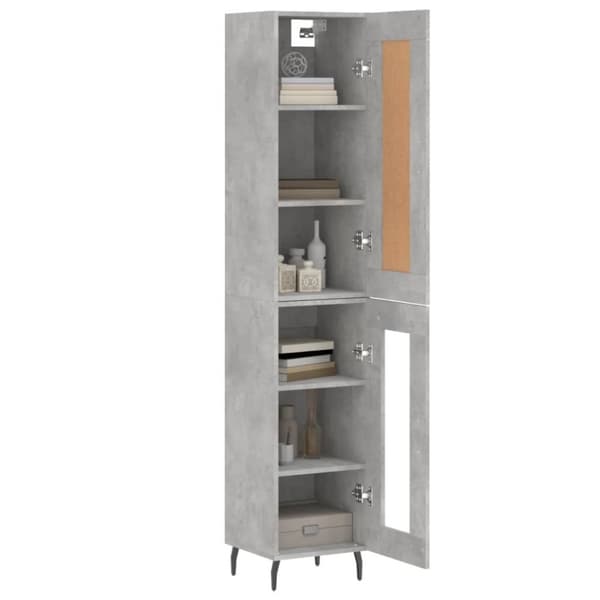 vidaXL Highboard betonggrå 34,5x34x180 cm konstruert tre