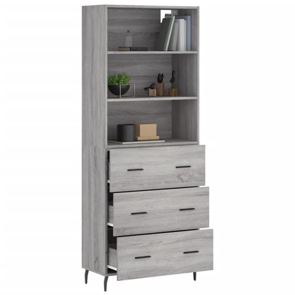 vidaXL Kaappi harmaa Sonoma 69,5x34x180 cm tekninen puu
