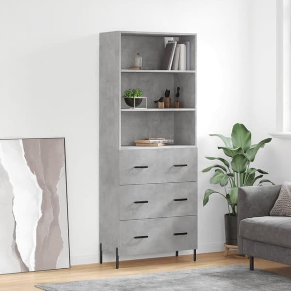 vidaXL højskab 69,5x34x180 cm konstrueret træ betongrå