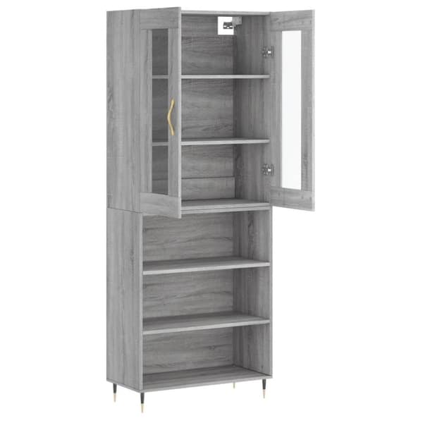 vidaXL højskab 69,5x34x180 cm konstrueret træ grå sonoma-eg