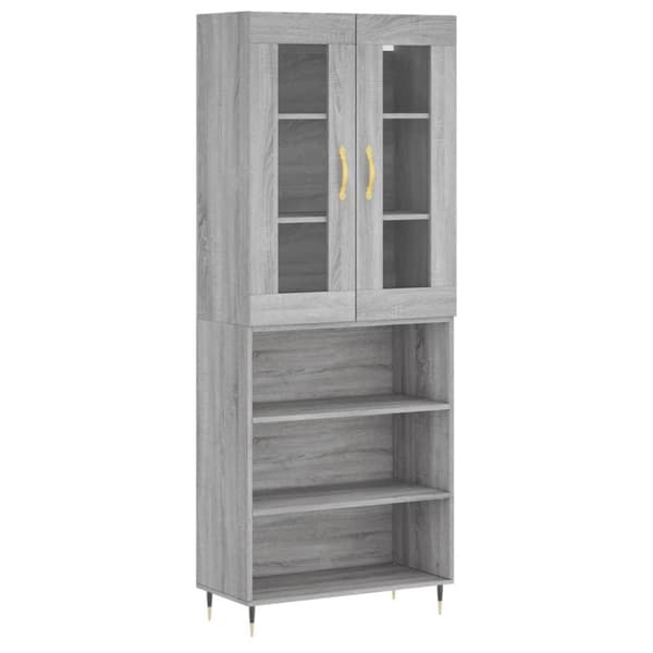 vidaXL højskab 69,5x34x180 cm konstrueret træ grå sonoma-eg