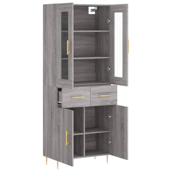 vidaXL højskab 69,5x34x180 cm konstrueret træ grå sonoma-eg