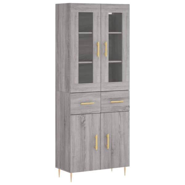 vidaXL højskab 69,5x34x180 cm konstrueret træ grå sonoma-eg
