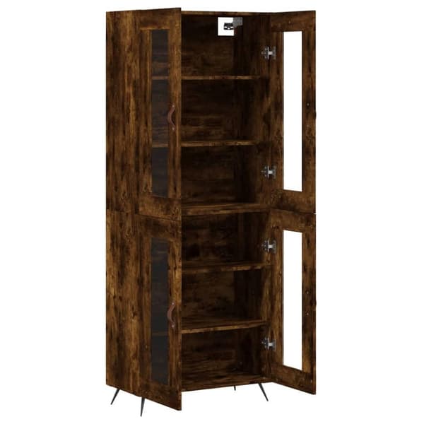 vidaXL Highboard røkt eik 69,5x34x180 cm konstruert tre