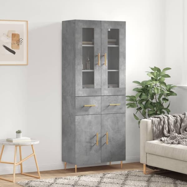vidaXL højskab 69,5x34x180 cm konstrueret træ betongrå