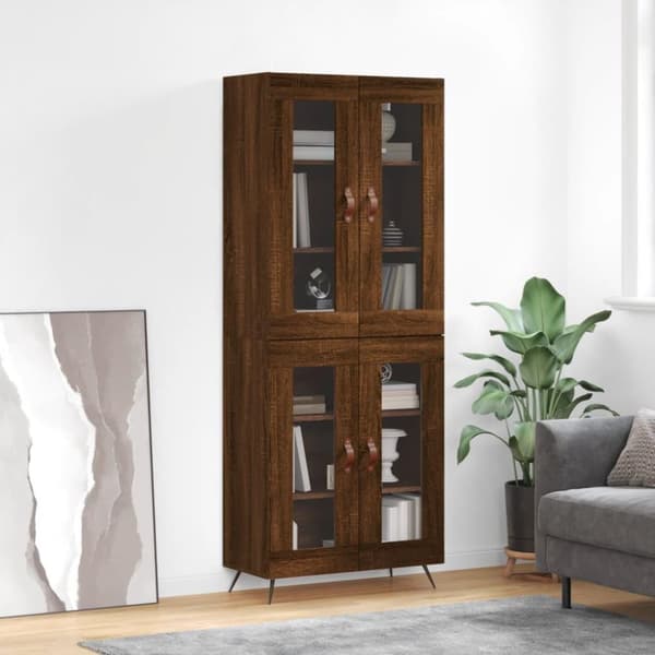 vidaXL højskab 69,5x34x180 cm konstrueret træ brun egetræsfarve
