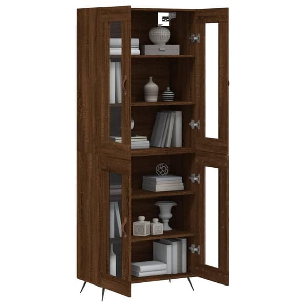 vidaXL højskab 69,5x34x180 cm konstrueret træ brun egetræsfarve