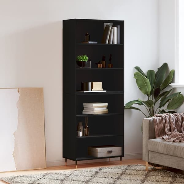 vidaXL reol 69,5x32,5x180 cm konstrueret træ sort
