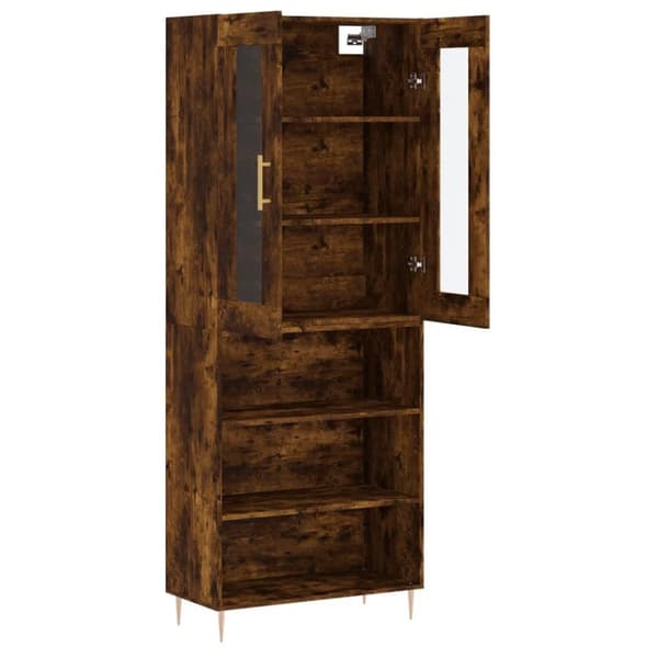 vidaXL Highboard røkt eik 69,5x34x180 cm konstruert tre