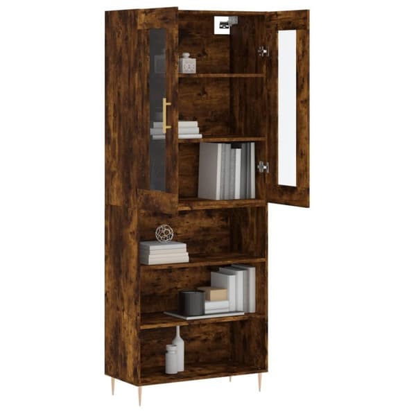 vidaXL Highboard røkt eik 69,5x34x180 cm konstruert tre