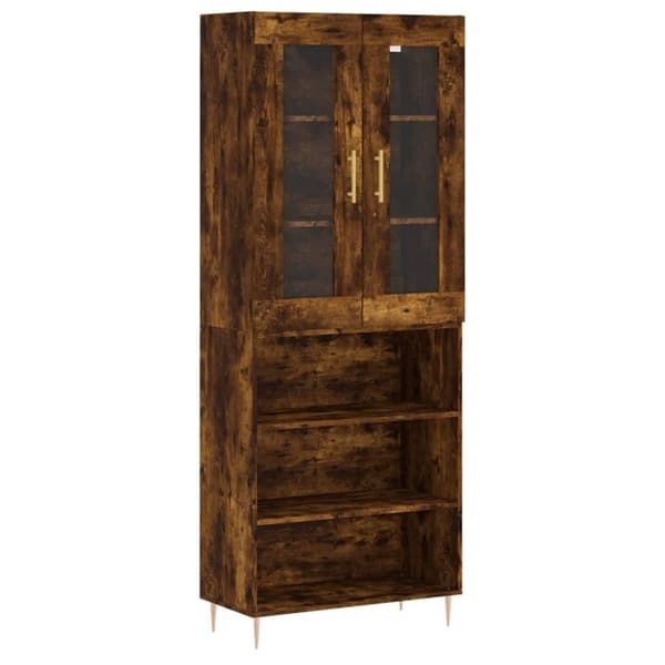 vidaXL Highboard røkt eik 69,5x34x180 cm konstruert tre