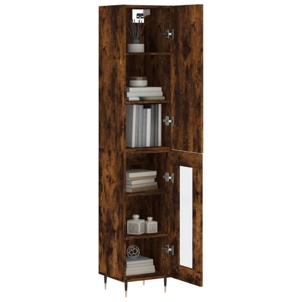 vidaXL Highboard røkt eik 34,5x34x180 cm konstruert tre