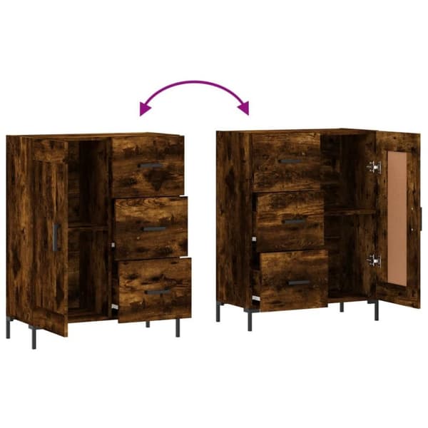 vidaXL Skjenk røkt eik 69,5x34x90 cm konstruert tre