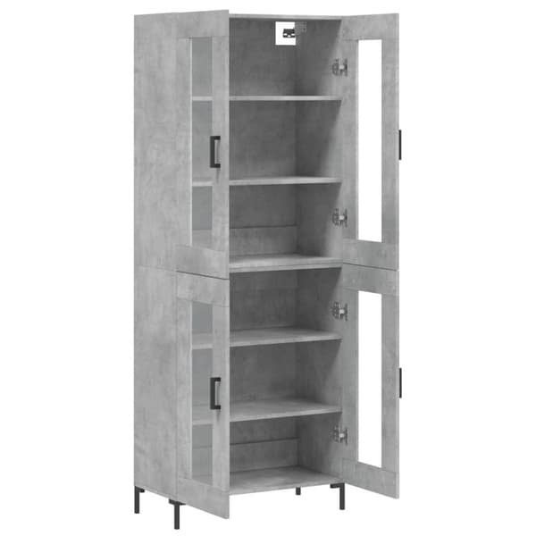 vidaXL Highboard betonggrå 69,5x34x180 cm konstruert tre