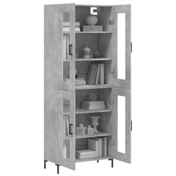 vidaXL Highboard betonggrå 69,5x34x180 cm konstruert tre
