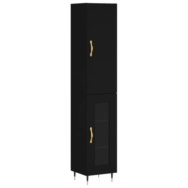 vidaXL Highboard svart 34,5x34x180 cm konstruert tre