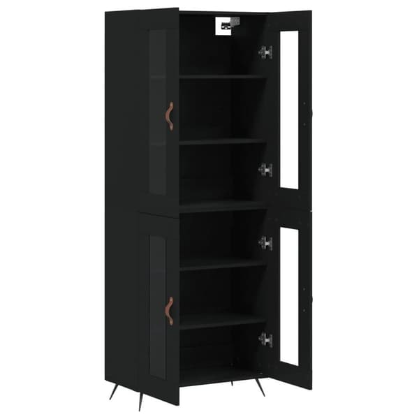vidaXL Highboard svart 69,5x34x180 cm konstruert tre