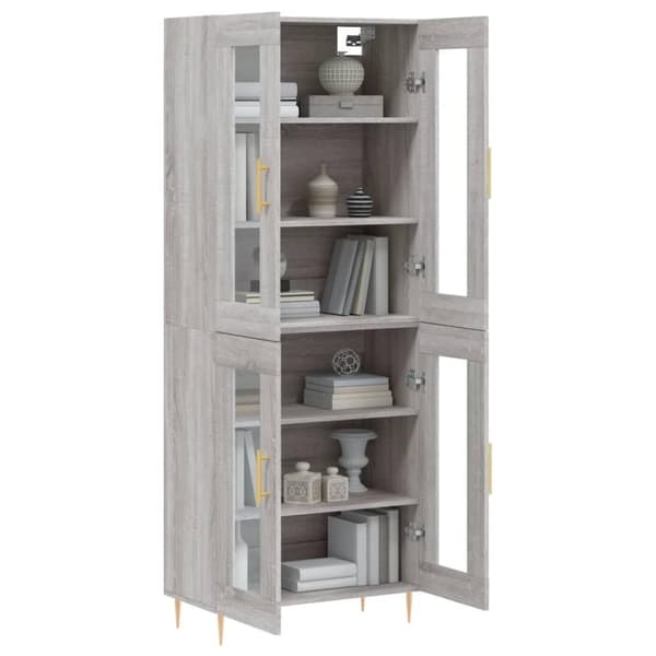 vidaXL højskab 69,5x34x180 cm konstrueret træ grå sonoma-eg