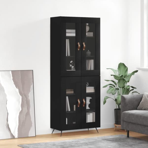 vidaXL højskab 69,5x34x180 cm konstrueret træ sort