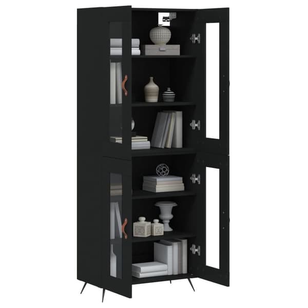 vidaXL højskab 69,5x34x180 cm konstrueret træ sort