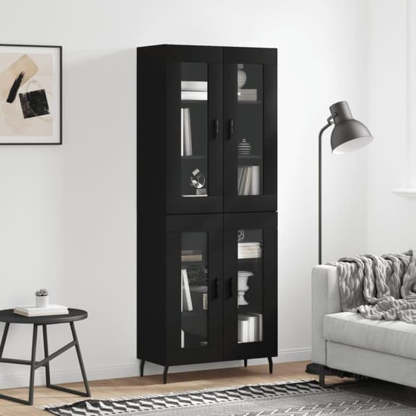 vidaXL højskab 69,5x34x180 cm konstrueret træ sort