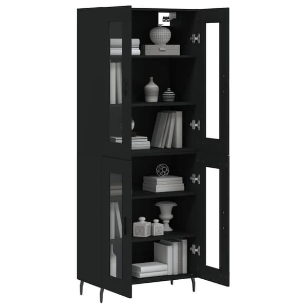 vidaXL højskab 69,5x34x180 cm konstrueret træ sort
