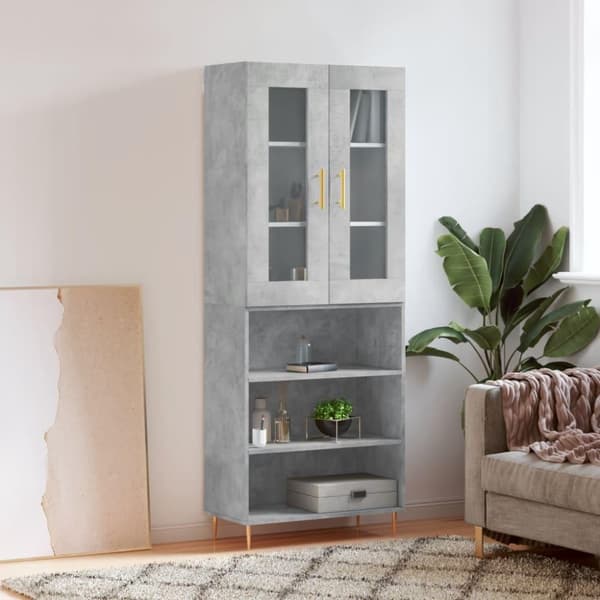vidaXL højskab 69,5x34x180 cm konstrueret træ betongrå