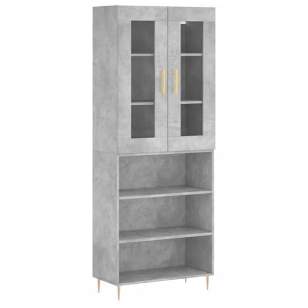 vidaXL højskab 69,5x34x180 cm konstrueret træ betongrå