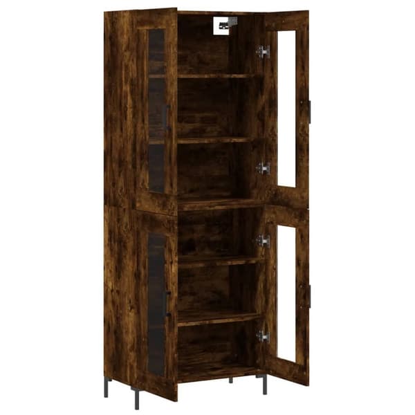 vidaXL højskab 69,5x34x180 cm konstrueret træ røget egetræsfarve