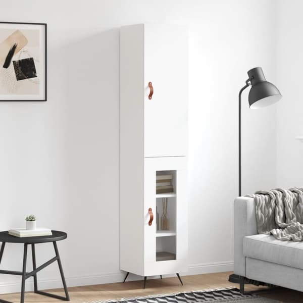 vidaXL Highboard hvit 34,5x34x180 cm konstruert tre