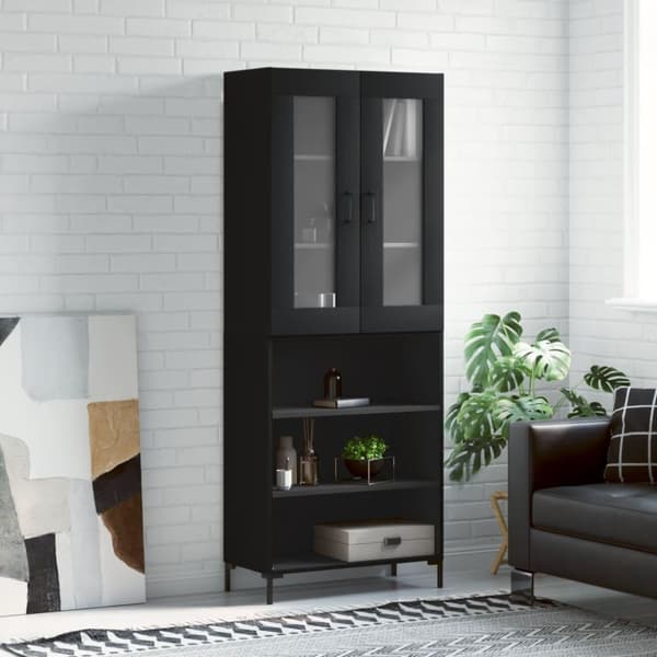 vidaXL Högskåp svart 69,5x34x180 cm konstruerat trä