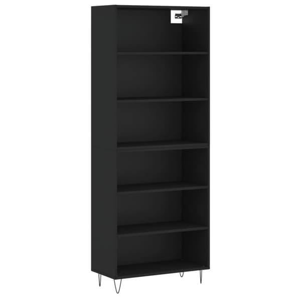vidaXL Kaappi musta 69,5x32,5x180 cm tekninen puu