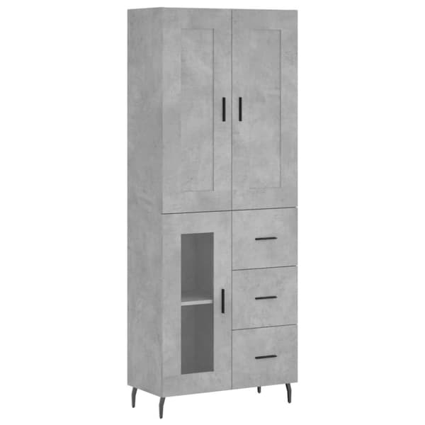 vidaXL Highboard betonggrå 69,5x34x180 cm konstruert tre