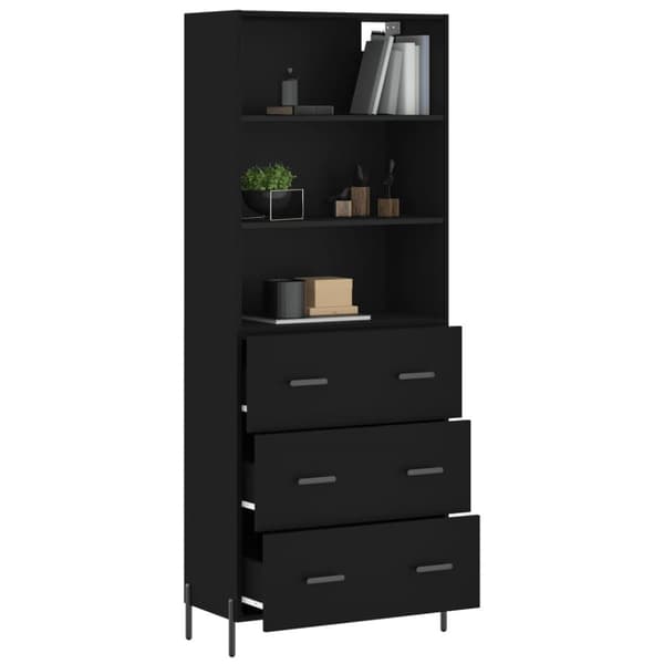 vidaXL højskab 69,5x34x180 cm konstrueret træ sort