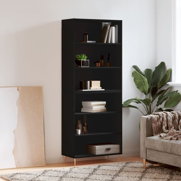 vidaXL Kaappi musta 69,5x32,5x180 cm tekninen puu
