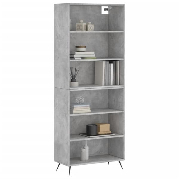 vidaXL reol 69,5x32,5x180 cm konstrueret træ betongrå