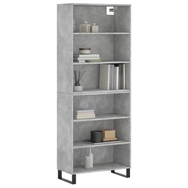 vidaXL reol 69,5x32,5x180 cm konstrueret træ betongrå