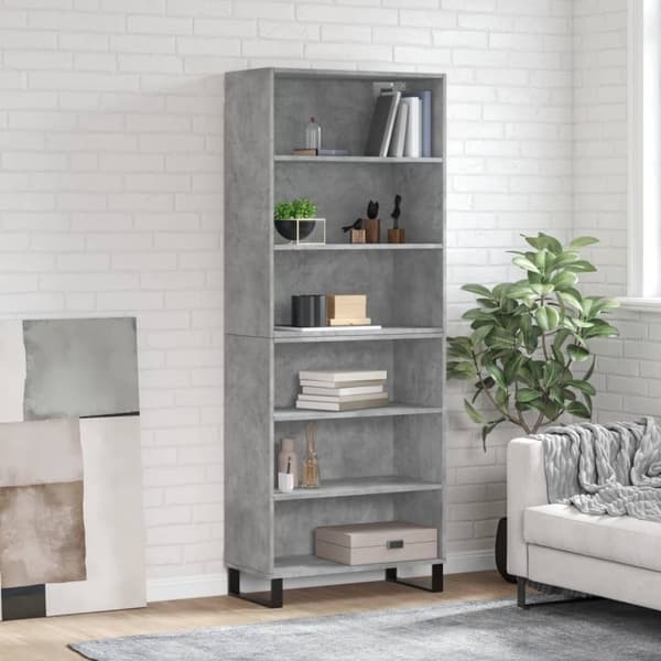 vidaXL reol 69,5x32,5x180 cm konstrueret træ betongrå